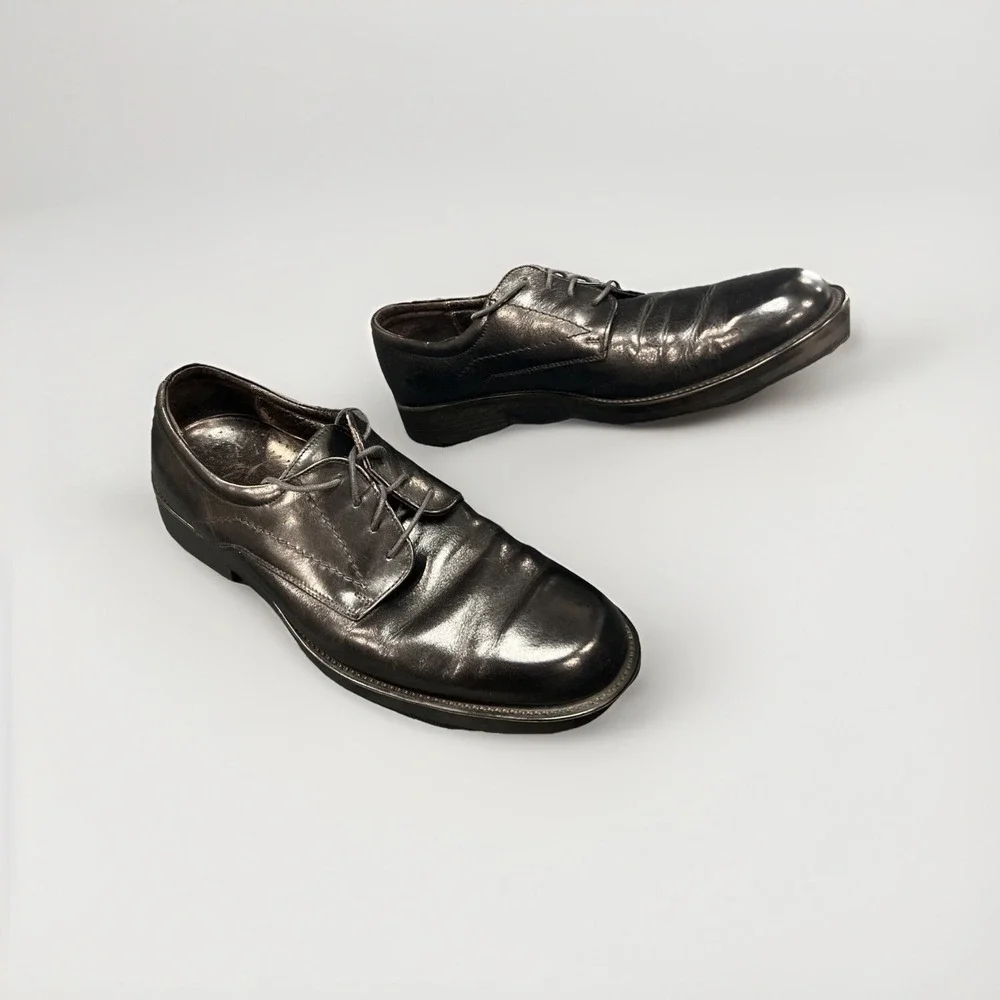 Bostonian 20371 Black Leather Plain-Toe Oxford Dress Shoes 11.5 M Made In Italy